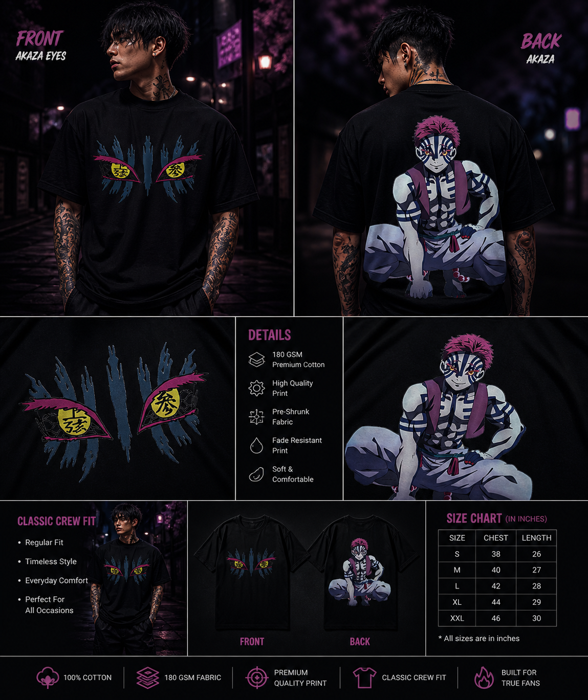 Akaza T-Shirt - Demon Slayer Upper Moon 3 Anime Graphic Tee