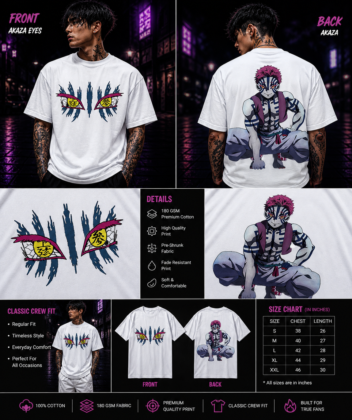 Akaza T-Shirt - Demon Slayer Upper Moon 3 Anime Graphic Tee