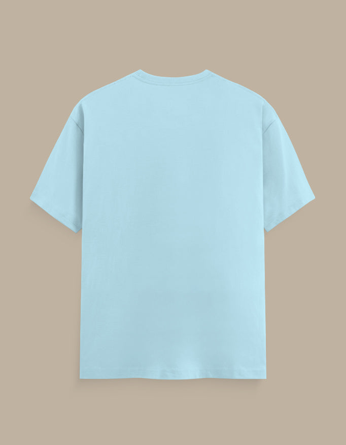Le Fleur tropical bloom floral t-shirt, baby blue, back view