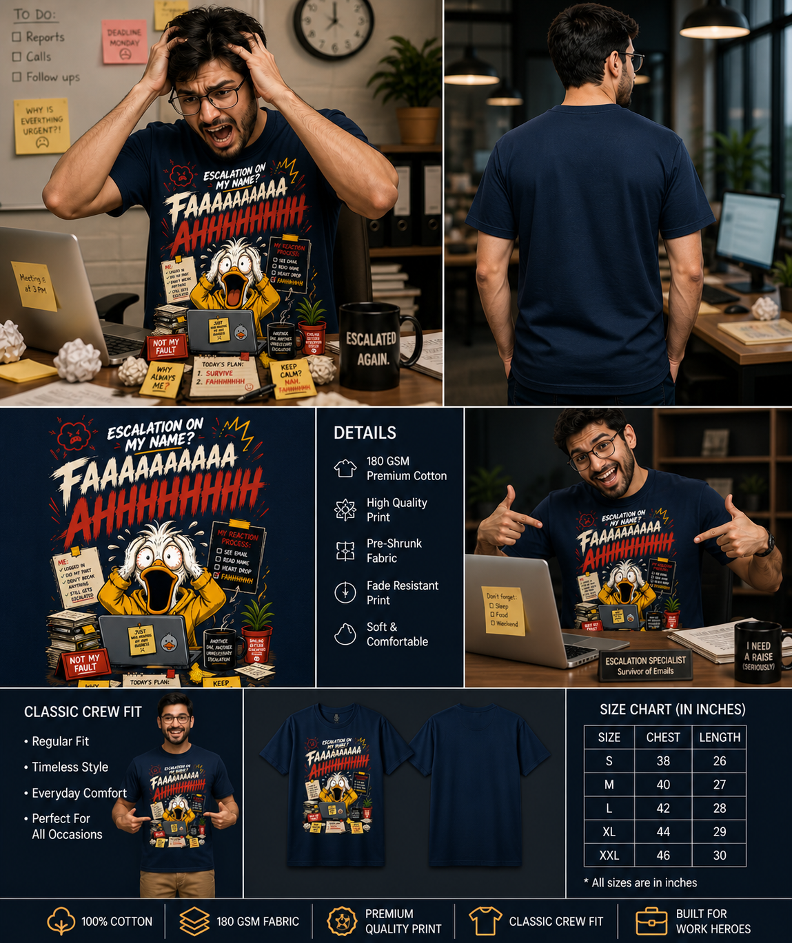 “Escalation? FAAAAAHHHHH Mode” Funny Office Meme Unisex Classic Crew T-Shirt