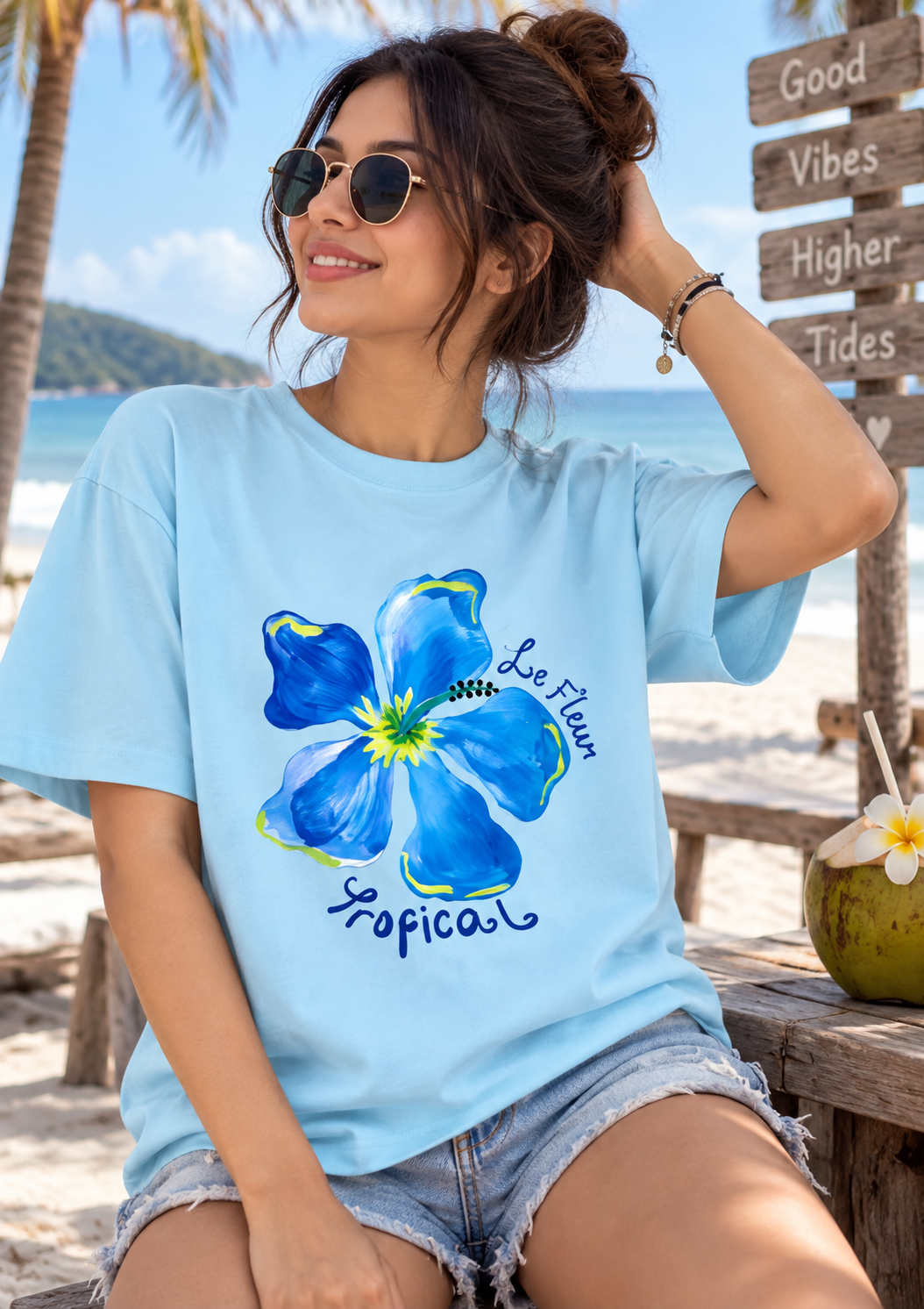 Le Fleur tropical bloom floral t-shirt