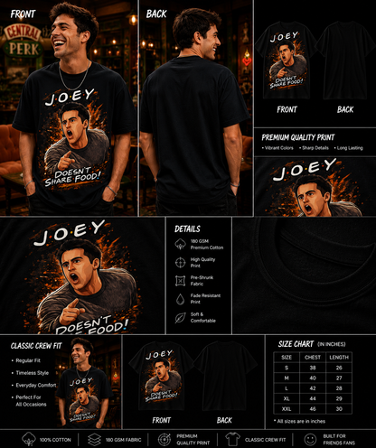The Friends Food Rule: Joey Tribbiani "No Sharing" Premium Unisex Classic Crew T-Shirt