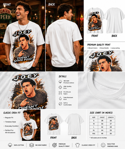 The Friends Food Rule: Joey Tribbiani "No Sharing" Premium Unisex Classic Crew T-Shirt