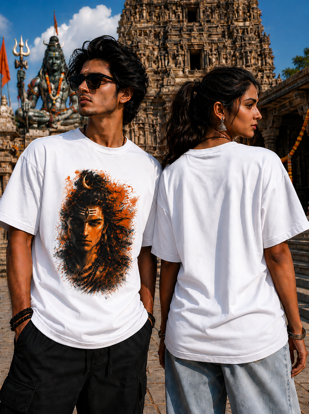 Shadows of Shiva: Abstract Divine Portrait Unisex Classic Crew T-Shirt