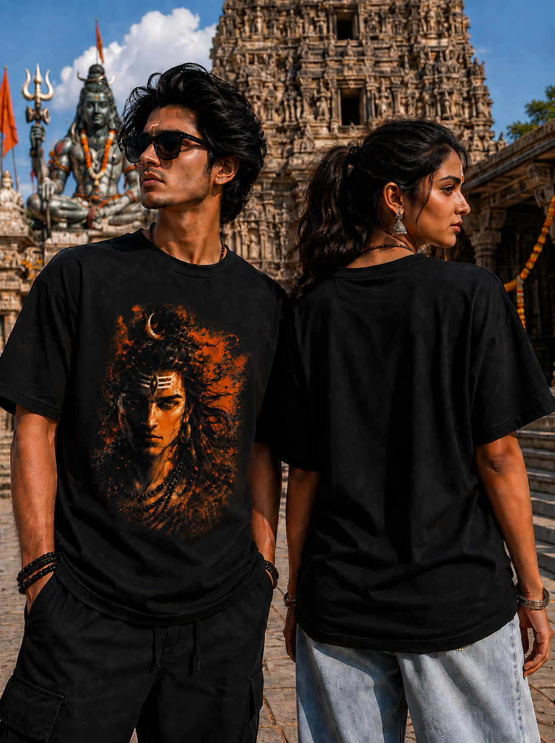 Shadows of Shiva: Abstract Divine Portrait Unisex Classic Crew T-Shirt