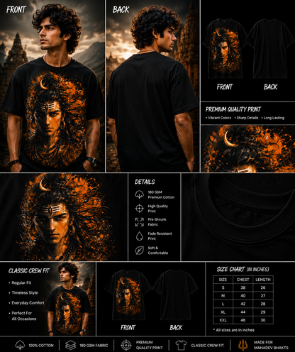 Shadows of Shiva: Abstract Divine Portrait Unisex Classic Crew T-Shirt