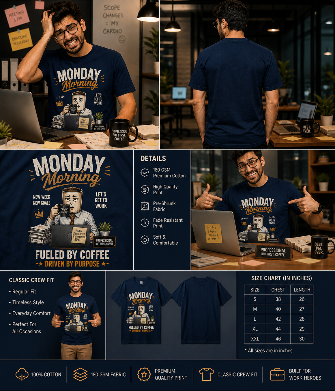Monday Morning Re-Launch: Professional Unisex Crewneck Tee