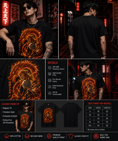Flame Dragon Hashira – Rengoku Fire Aura Unisex Classic Crew T-Shirt