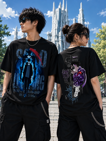 Solo Leveling T-Shirt - Sung Jinwoo Shadow Monarch Arise Graphic Tee - 180 GSM 100% Cotton