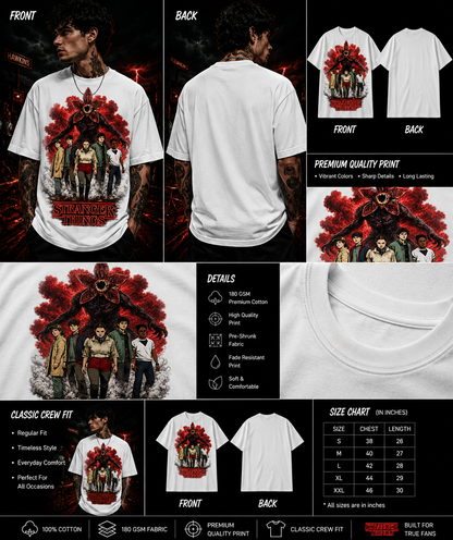 Hawkins Heroes & The Demogorgon: Unisex Classic Crew T-Shirt