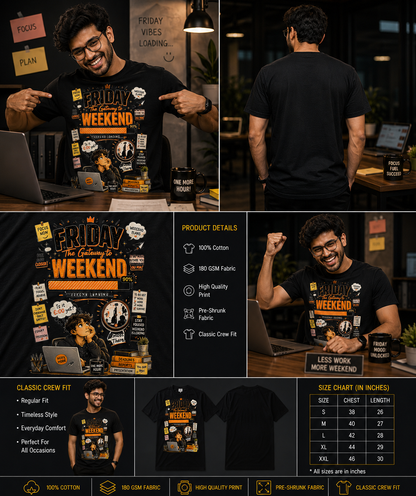 Friday: The Gateway to the Weekend – Graphic Casual Unisex Classic Crew T-Shirt