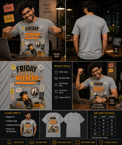 Friday: The Gateway to the Weekend – Graphic Casual Unisex Classic Crew T-Shirt