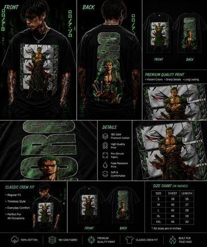 Roronoa Zoro "King of Hell" Premium Graphic Tee